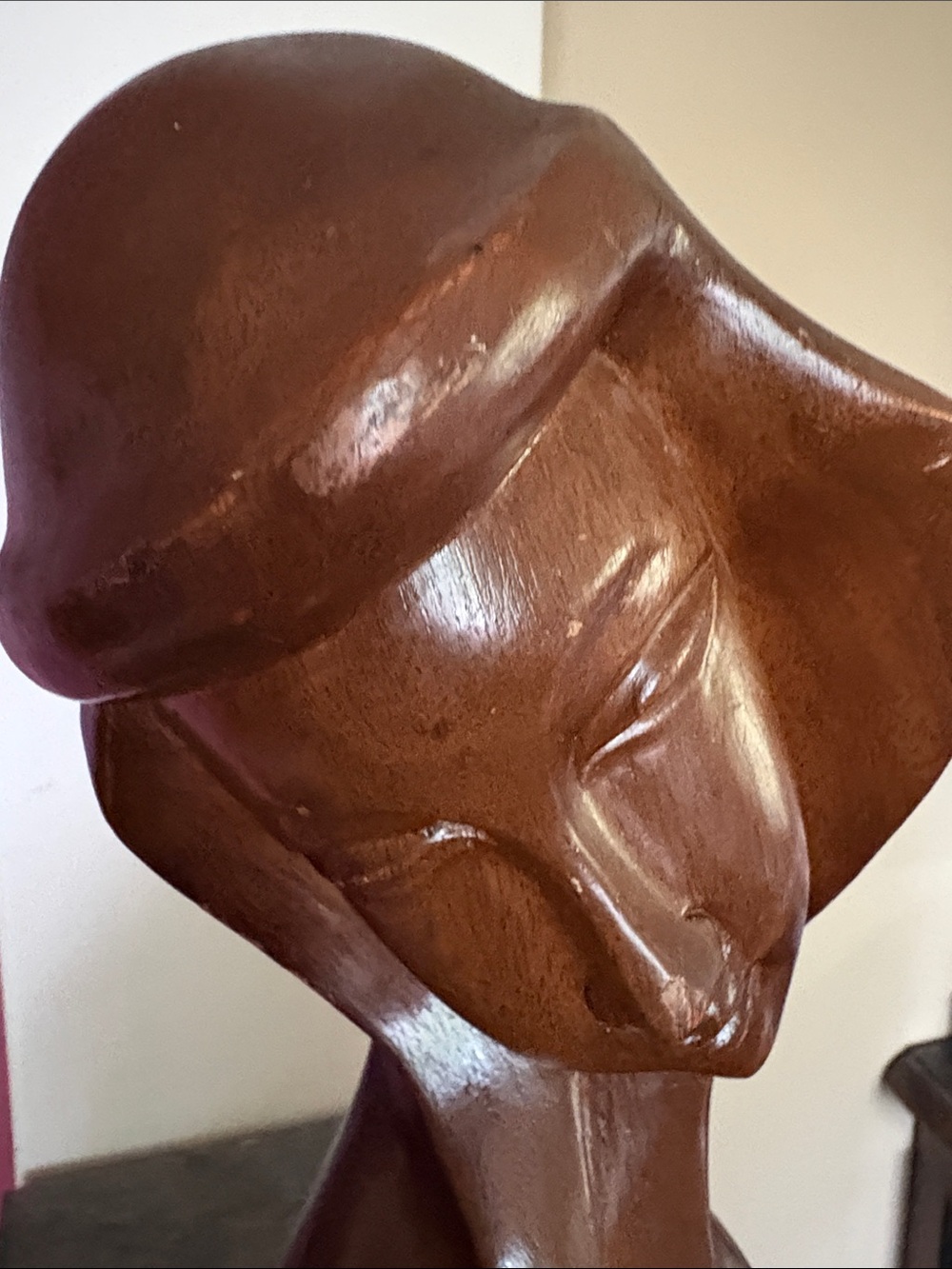 Vintage Monkeypod Hand-Carved Wooden Female Bust - made in the Phillipines - Picture 4 of 7